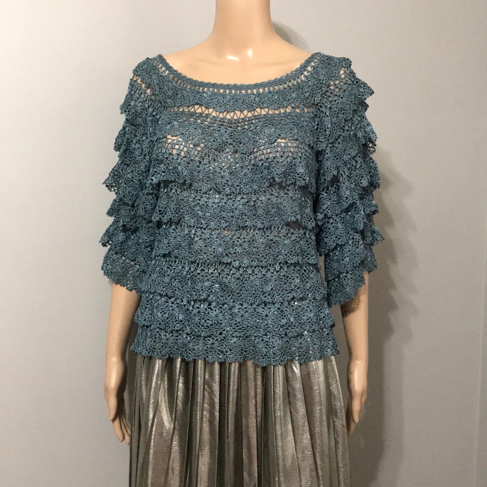 Gorgeous Handmade Crochet Ruffled Top Size 2-6